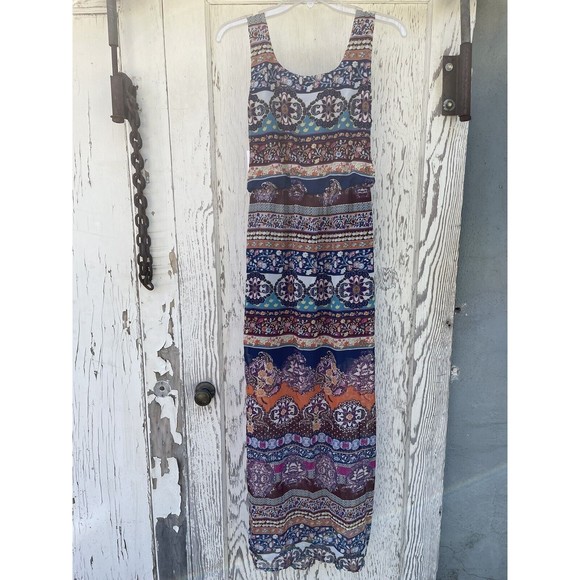 City Triangle Dress Women's Medium Flower Print Sheer with High Slits Maxi - New - Picture 3 of 12